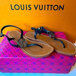 Tory Burch Navy Rhinestone Sandals